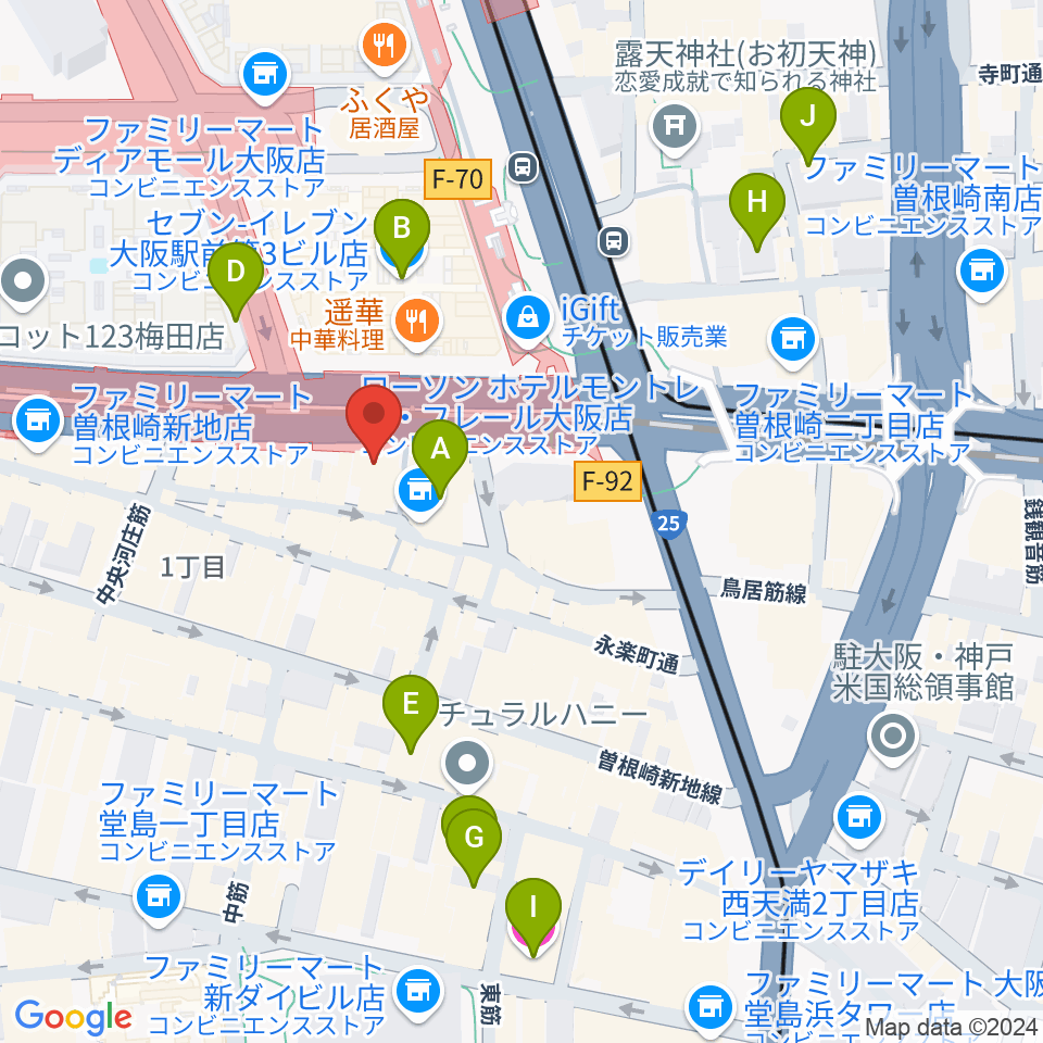 凛ミュージック 北新地音楽サロン周辺のホテル一覧地図