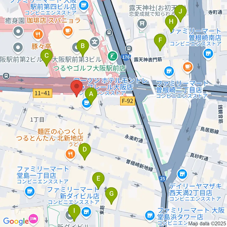 凛ミュージック 北新地音楽サロン周辺のホテル一覧地図