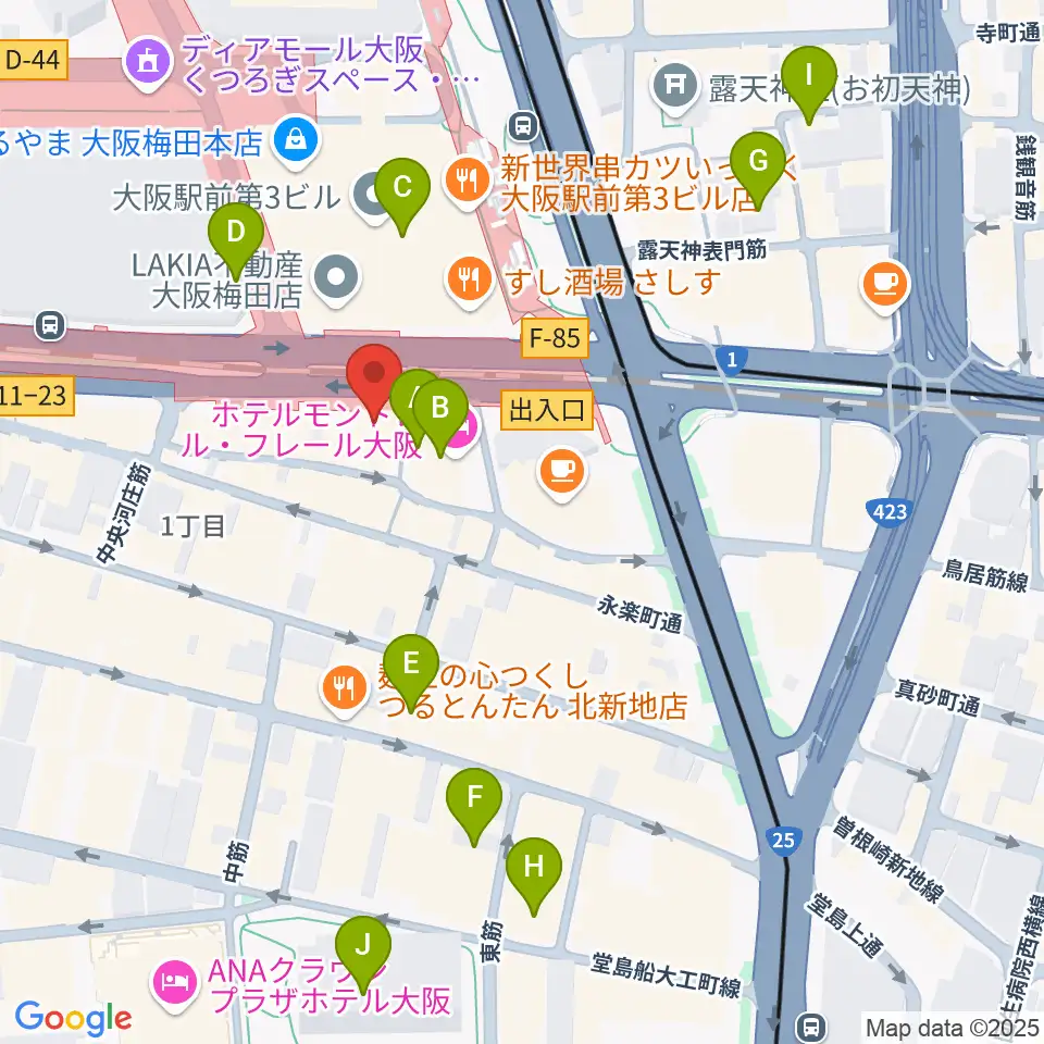 凛ミュージック 北新地音楽サロン周辺のホテル一覧地図