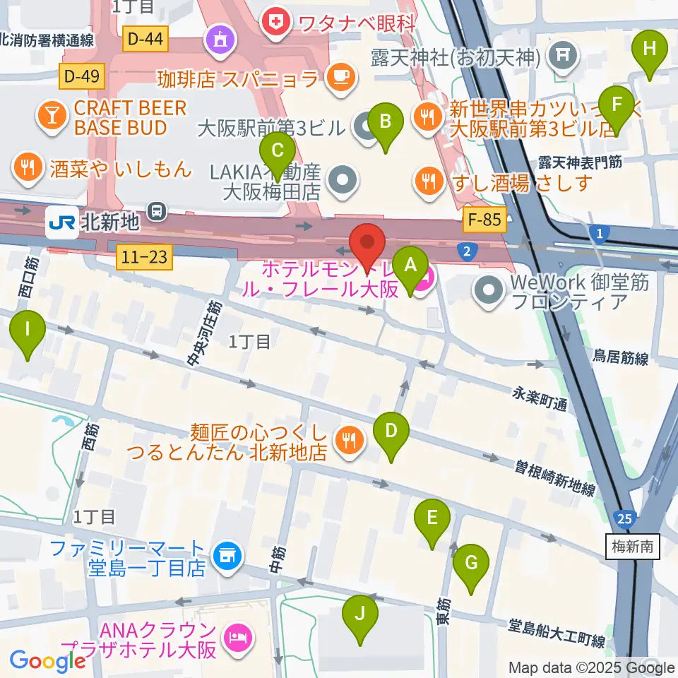 凛ミュージック 北新地音楽サロン周辺のホテル一覧地図