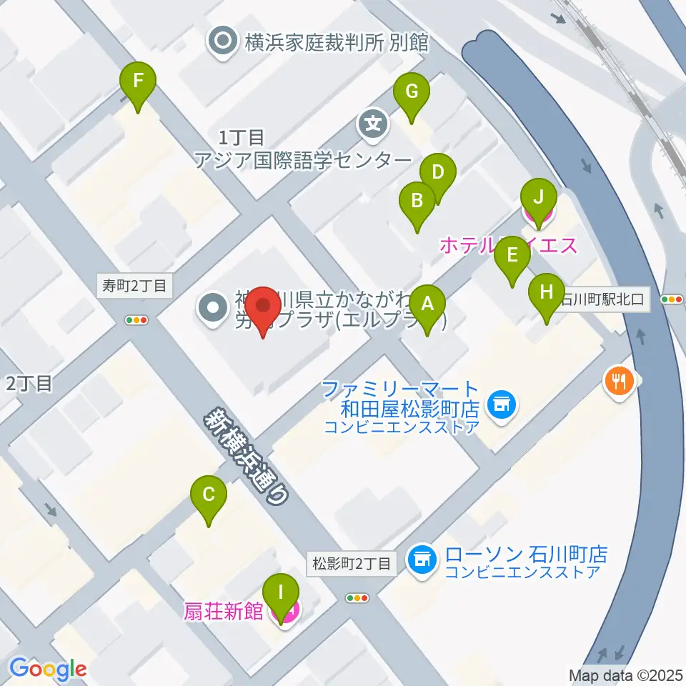 かながわ労働プラザ 音楽スタジオ周辺のホテル一覧地図
