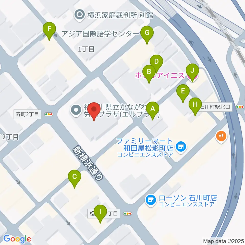 かながわ労働プラザ 音楽スタジオ周辺のホテル一覧地図