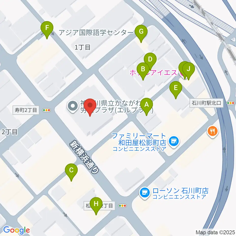かながわ労働プラザ 音楽スタジオ周辺のホテル一覧地図