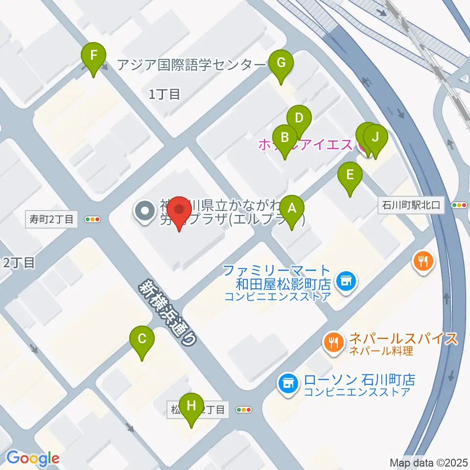 かながわ労働プラザ 音楽スタジオ周辺のホテル一覧地図