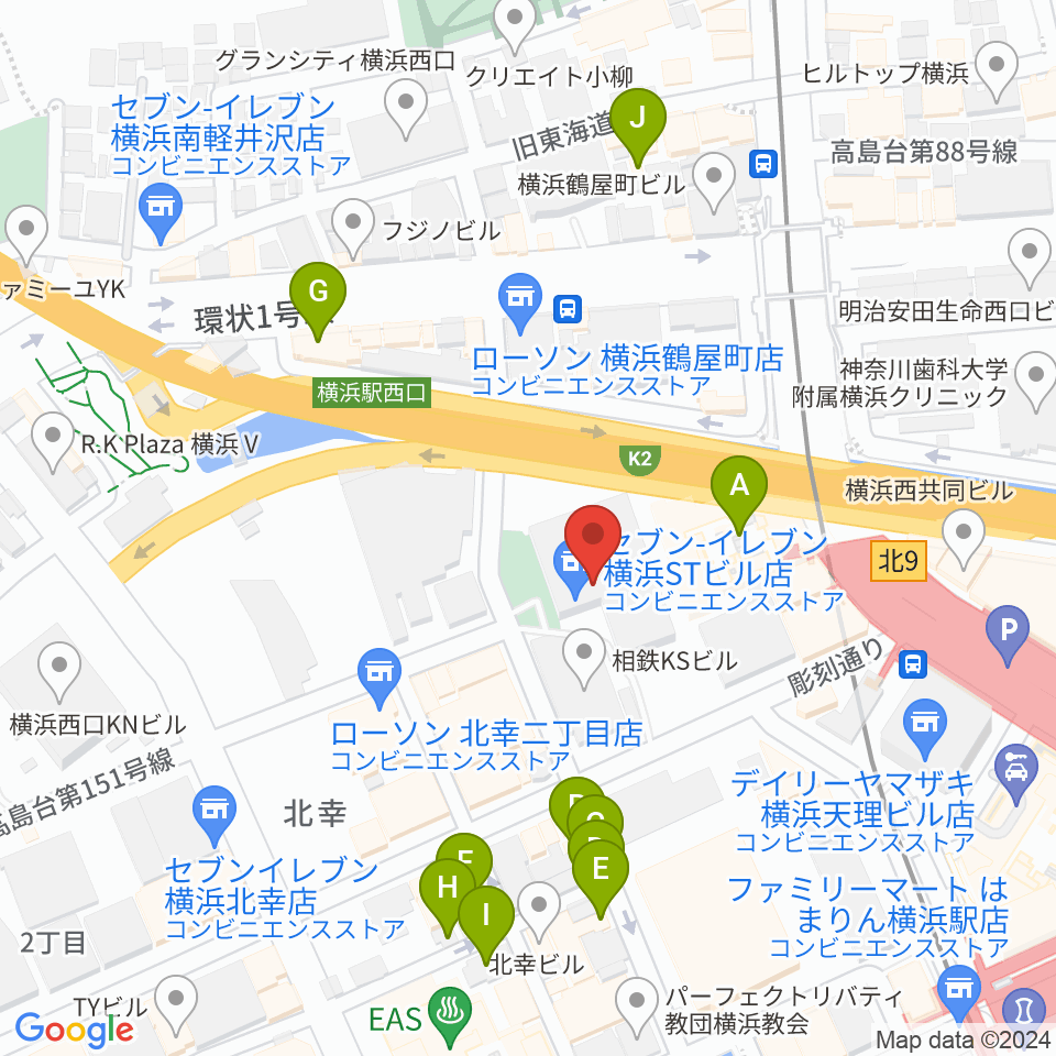 STスポット周辺のホテル一覧地図