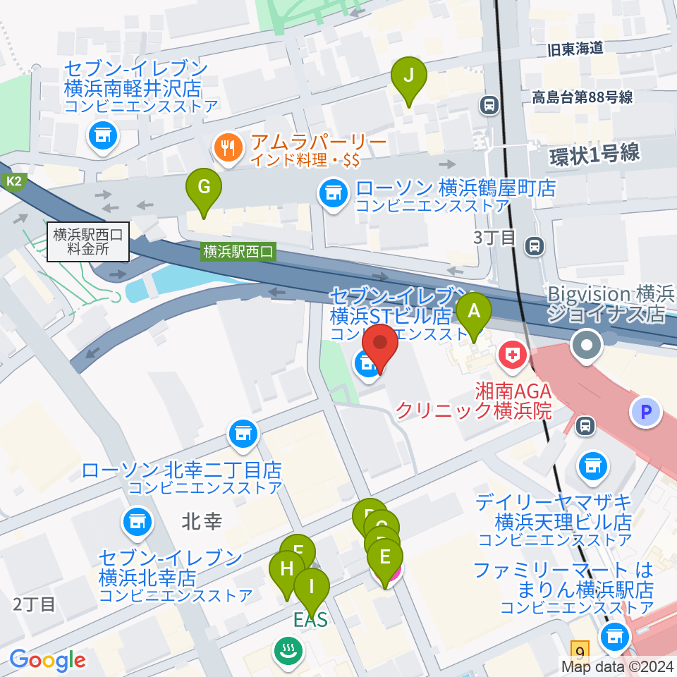 STスポット周辺のホテル一覧地図