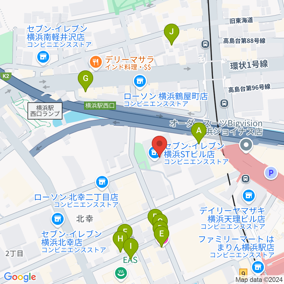 STスポット周辺のホテル一覧地図