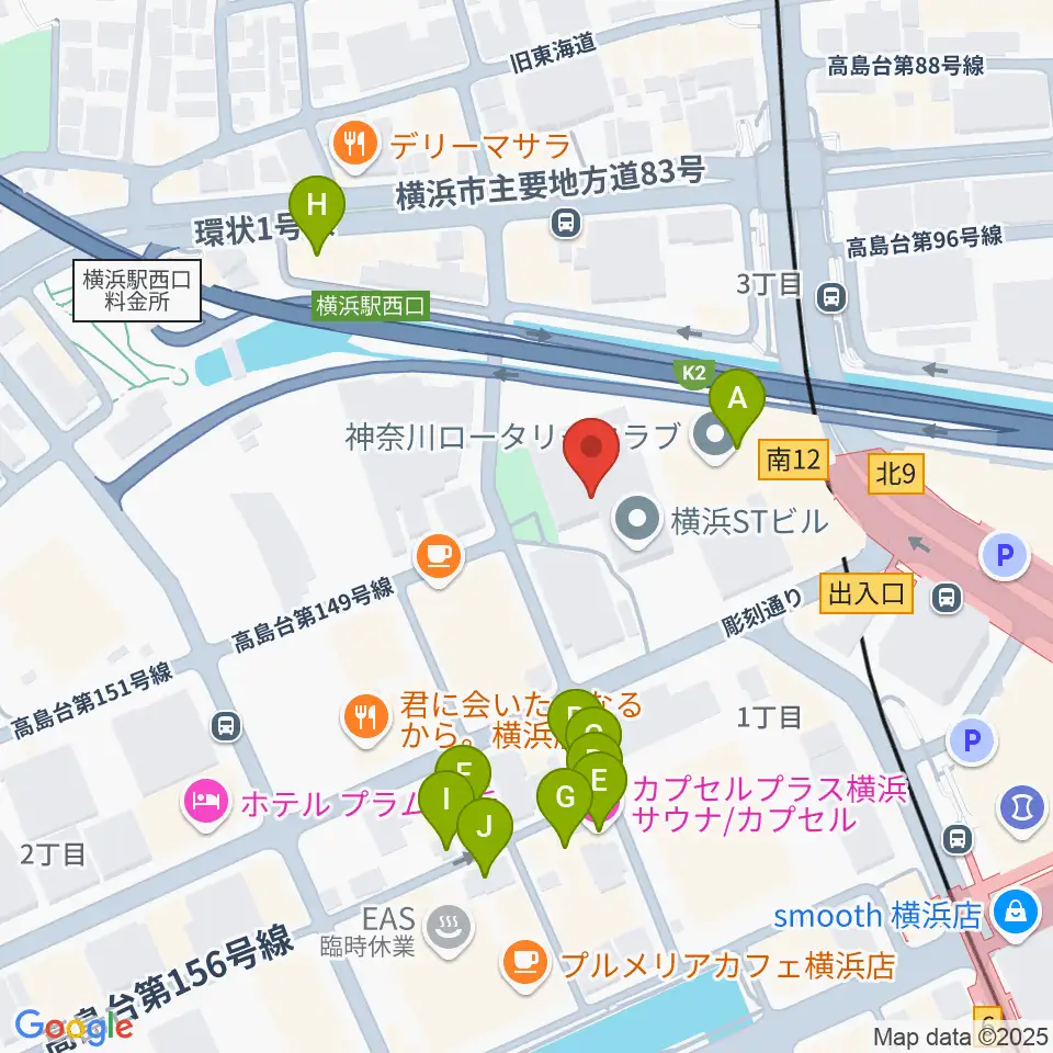 STスポット周辺のホテル一覧地図