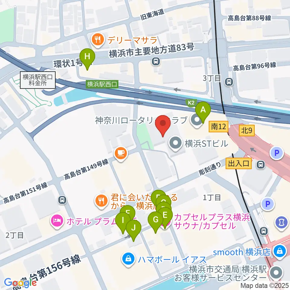 STスポット周辺のホテル一覧地図