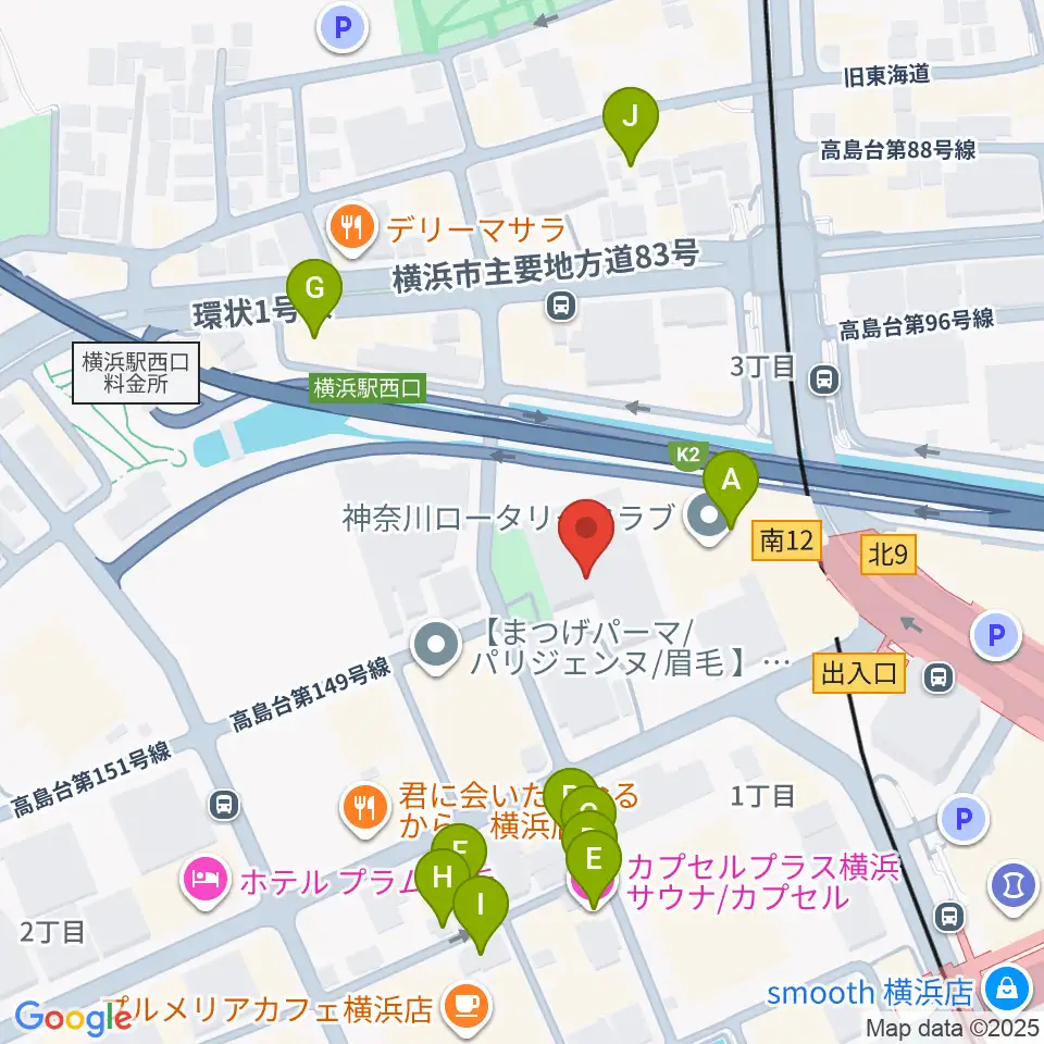 STスポット周辺のホテル一覧地図