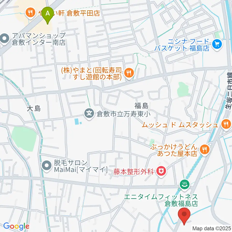 ユニスタイル倉敷 ヤマハミュージック周辺のホテル一覧地図