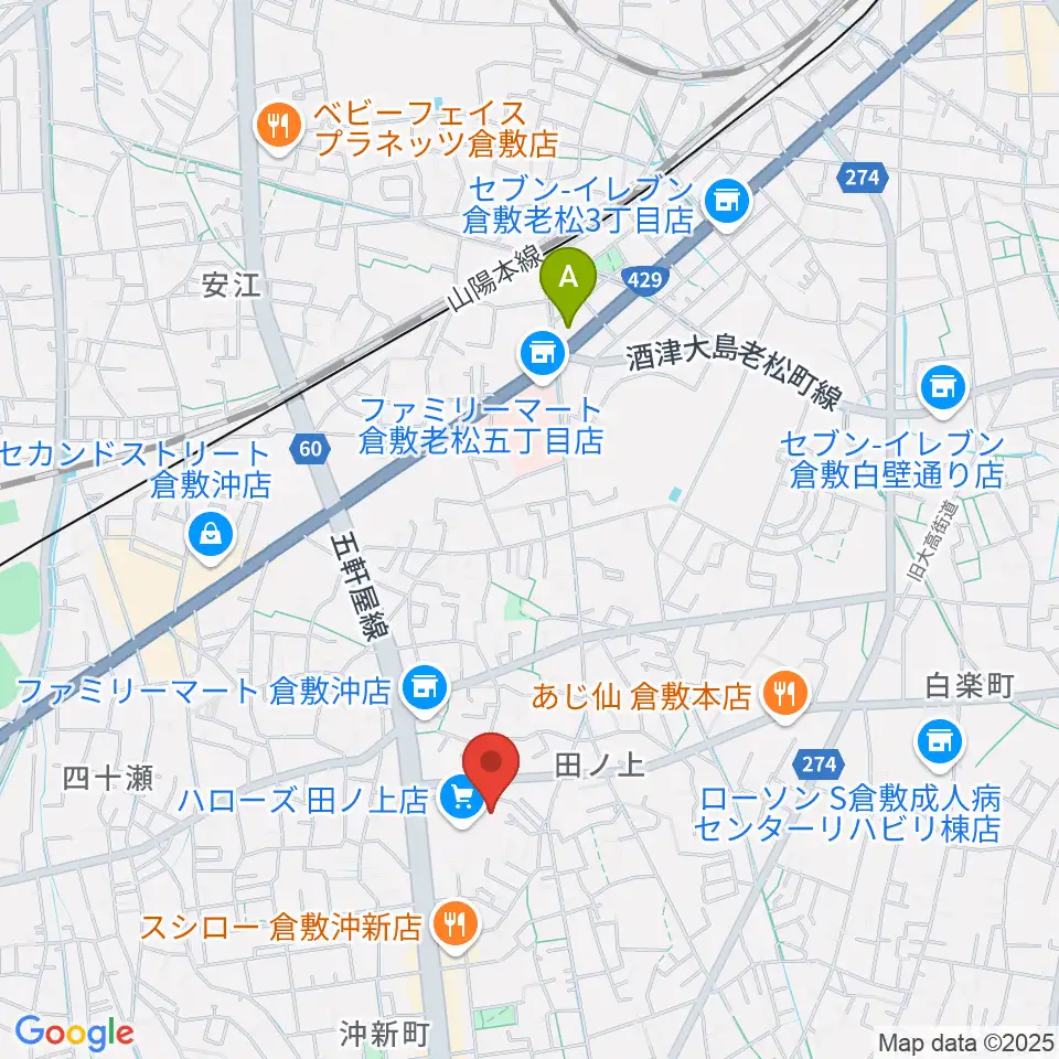 ミュージックアベニュー倉敷 ヤマハミュージック周辺のホテル一覧地図