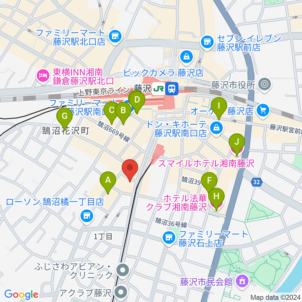 昭和音楽大学附属音楽・バレエ教室 藤沢校周辺のホテル一覧地図