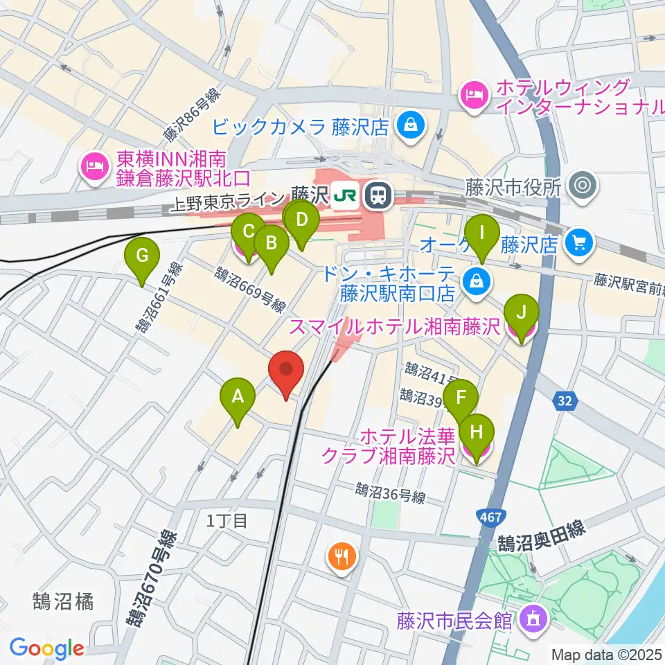 昭和音楽大学附属音楽・バレエ教室 藤沢校周辺のホテル一覧地図