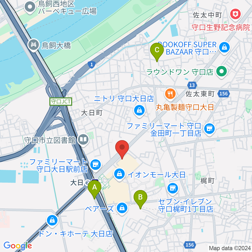 島村楽器 イオンモール大日店 周辺のホテル一覧地図