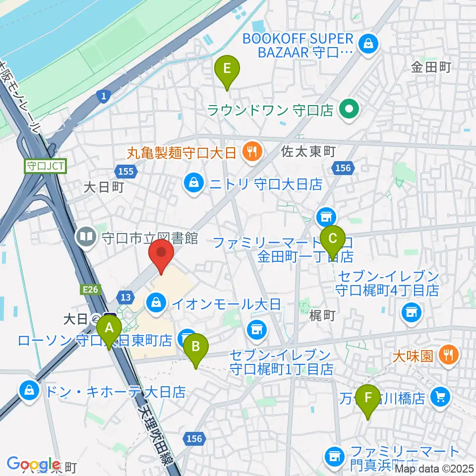 島村楽器 イオンモール大日店 周辺のホテル一覧地図