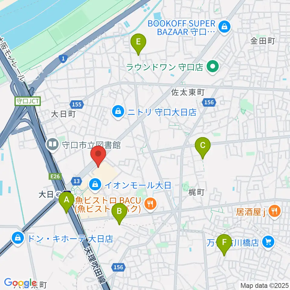 島村楽器 イオンモール大日店 周辺のホテル一覧地図