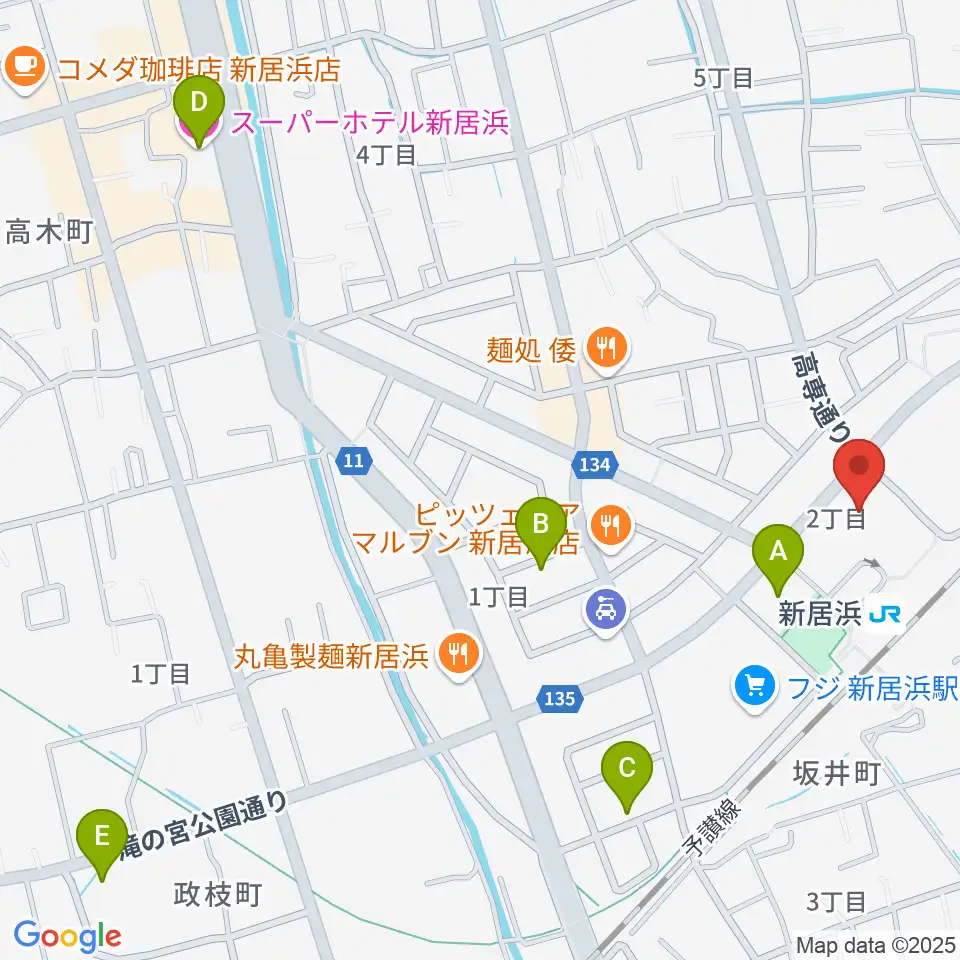 新居浜センター ヤマハミュージック周辺のホテル一覧地図