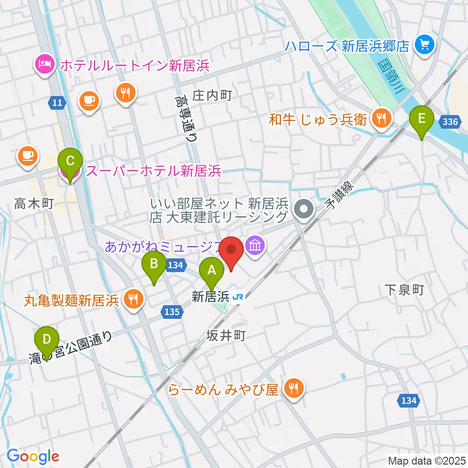 新居浜センター ヤマハミュージック周辺のホテル一覧地図