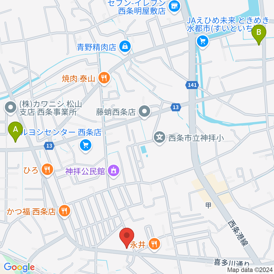 西条センター ヤマハミュージック周辺のホテル一覧地図