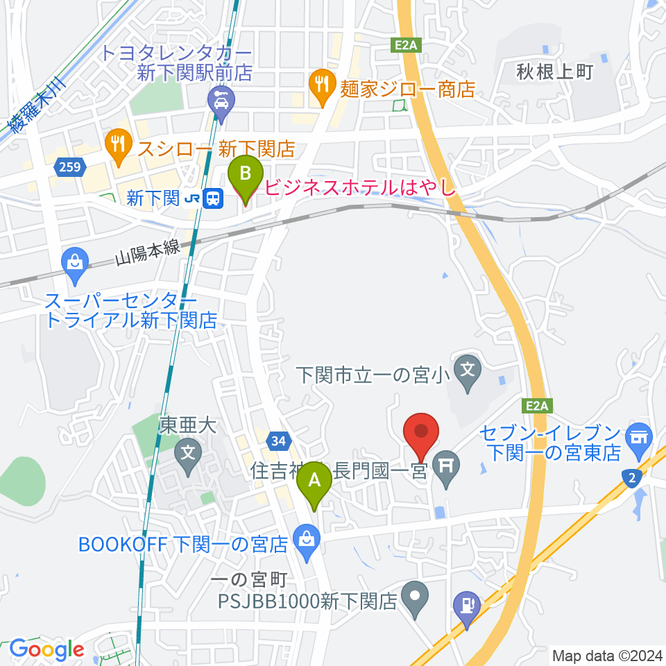 新下関Jazz Club BILLIE周辺のホテル一覧地図