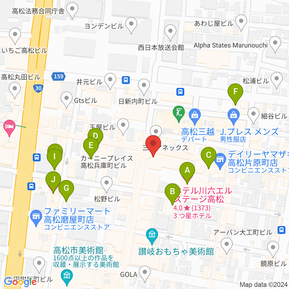 ミュージックアベニュー高松周辺のホテル一覧地図