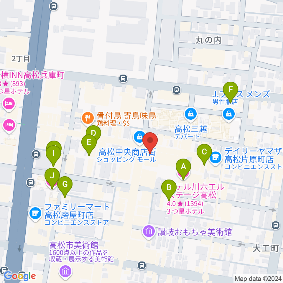 ミュージックアベニュー高松周辺のホテル一覧地図