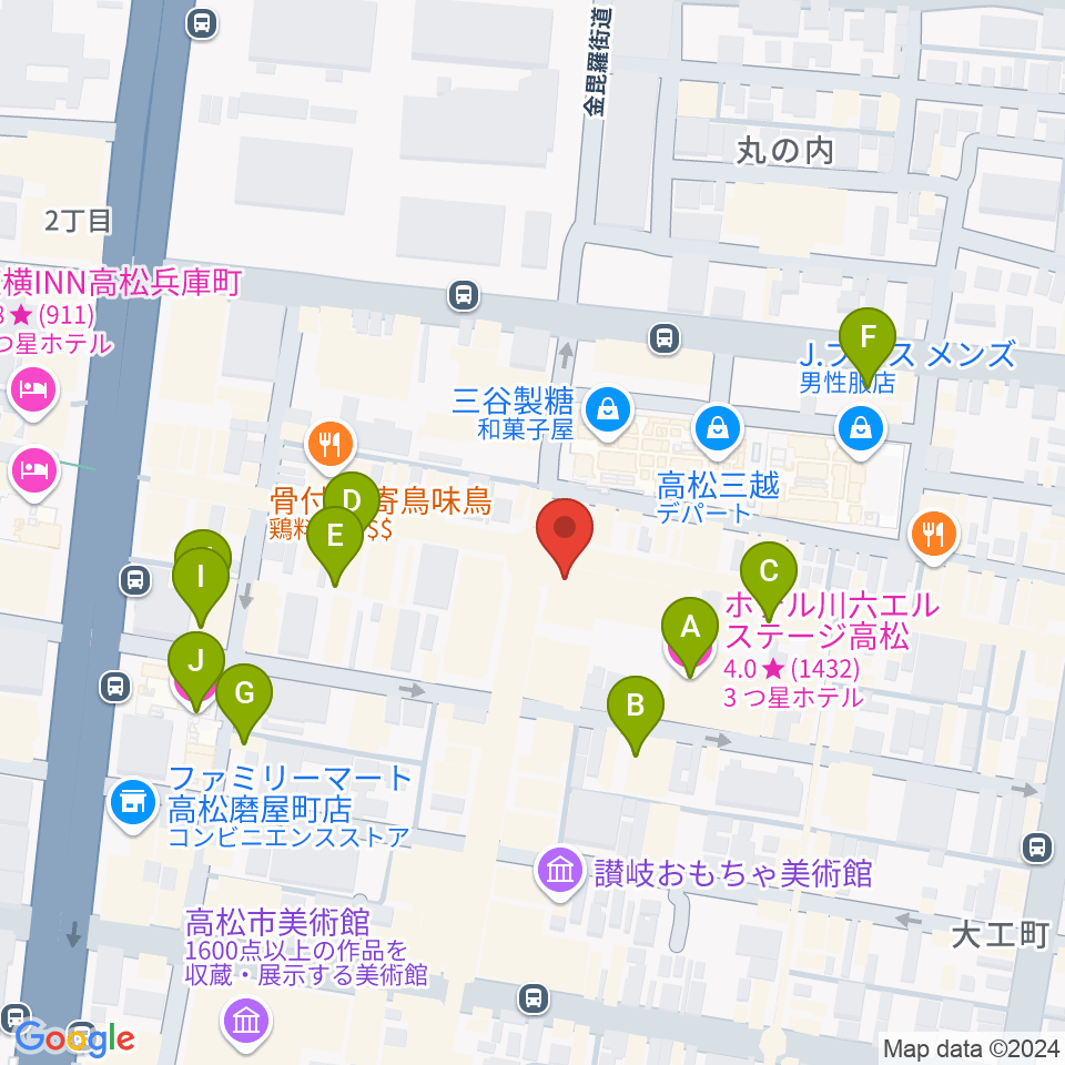 ミュージックアベニュー高松周辺のホテル一覧地図