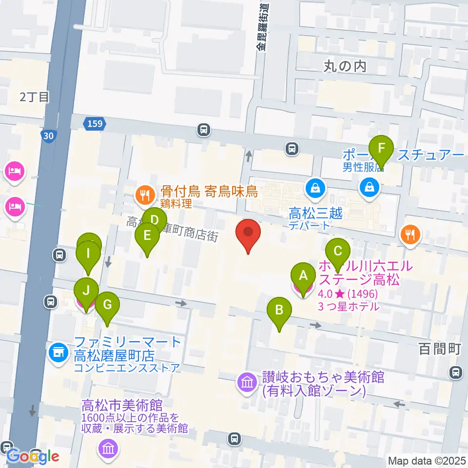 ミュージックアベニュー高松周辺のホテル一覧地図