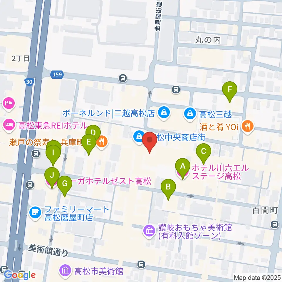 ミュージックアベニュー高松周辺のホテル一覧地図