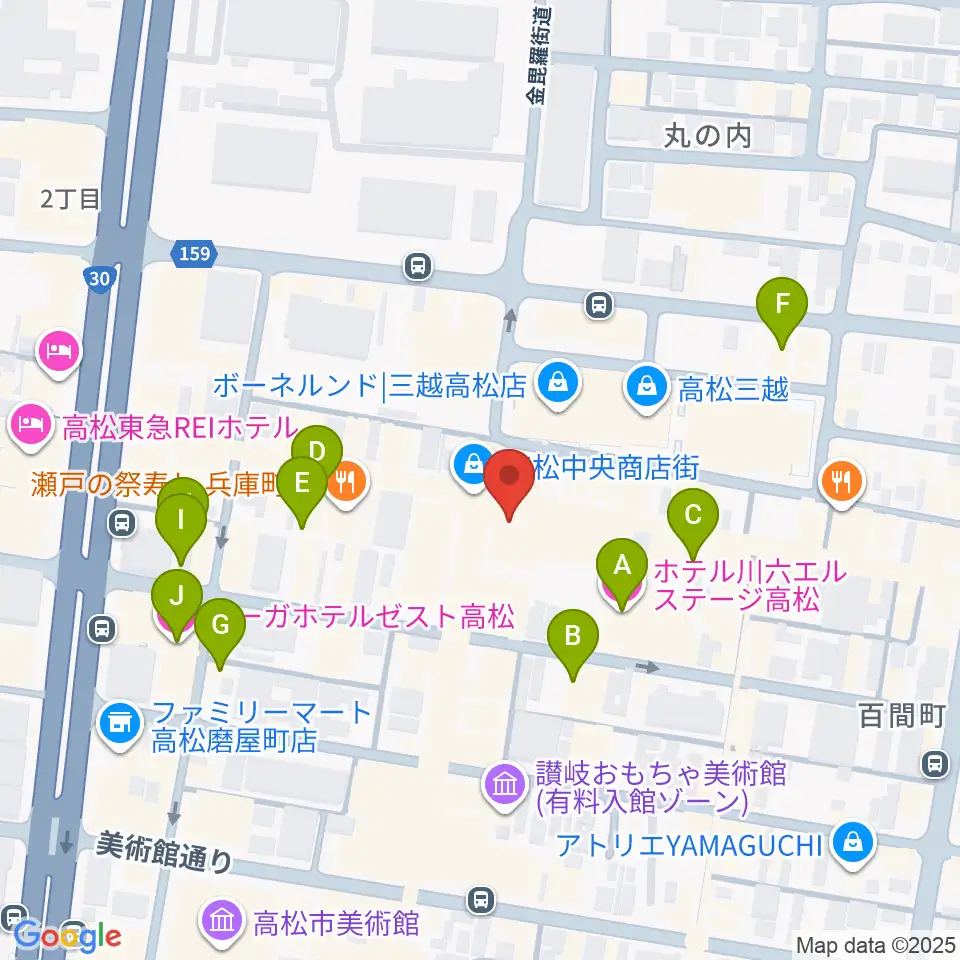 ミュージックアベニュー高松周辺のホテル一覧地図