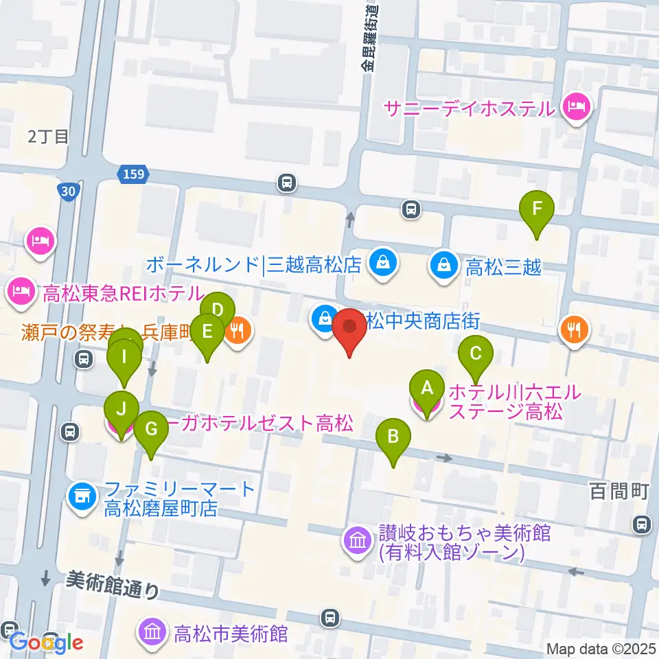ミュージックアベニュー高松周辺のホテル一覧地図
