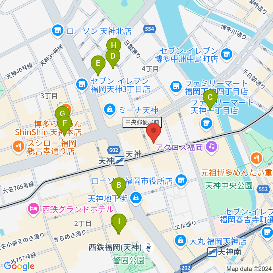 天神センター ヤマハミュージック周辺のホテル一覧地図