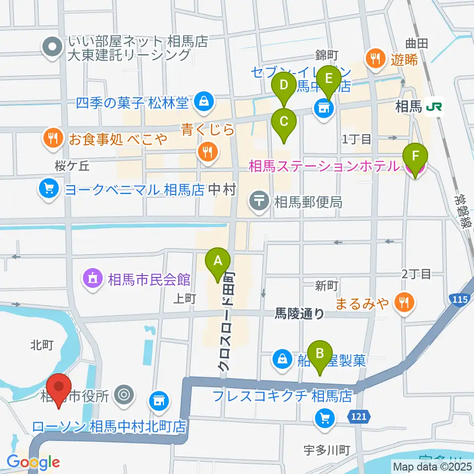 オアシス音楽センター(相馬センター)周辺のホテル一覧地図