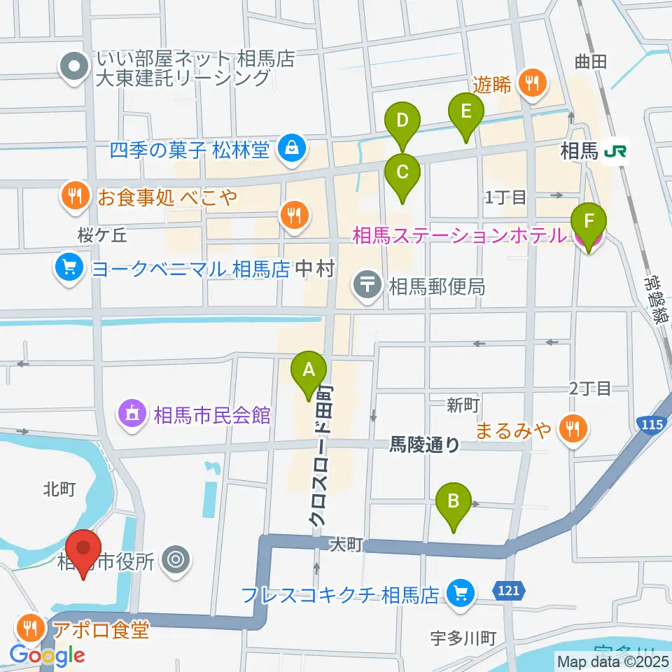 オアシス音楽センター(相馬センター)周辺のホテル一覧地図
