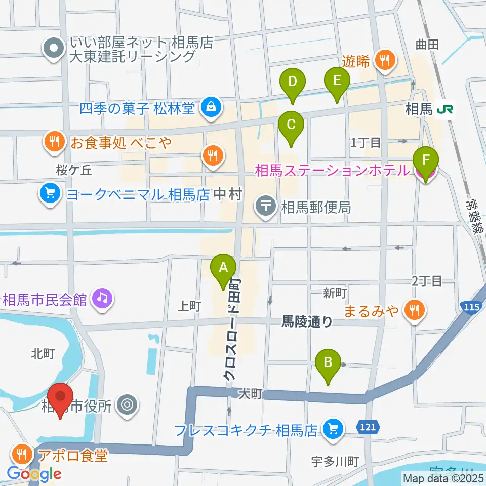 オアシス音楽センター(相馬センター)周辺のホテル一覧地図