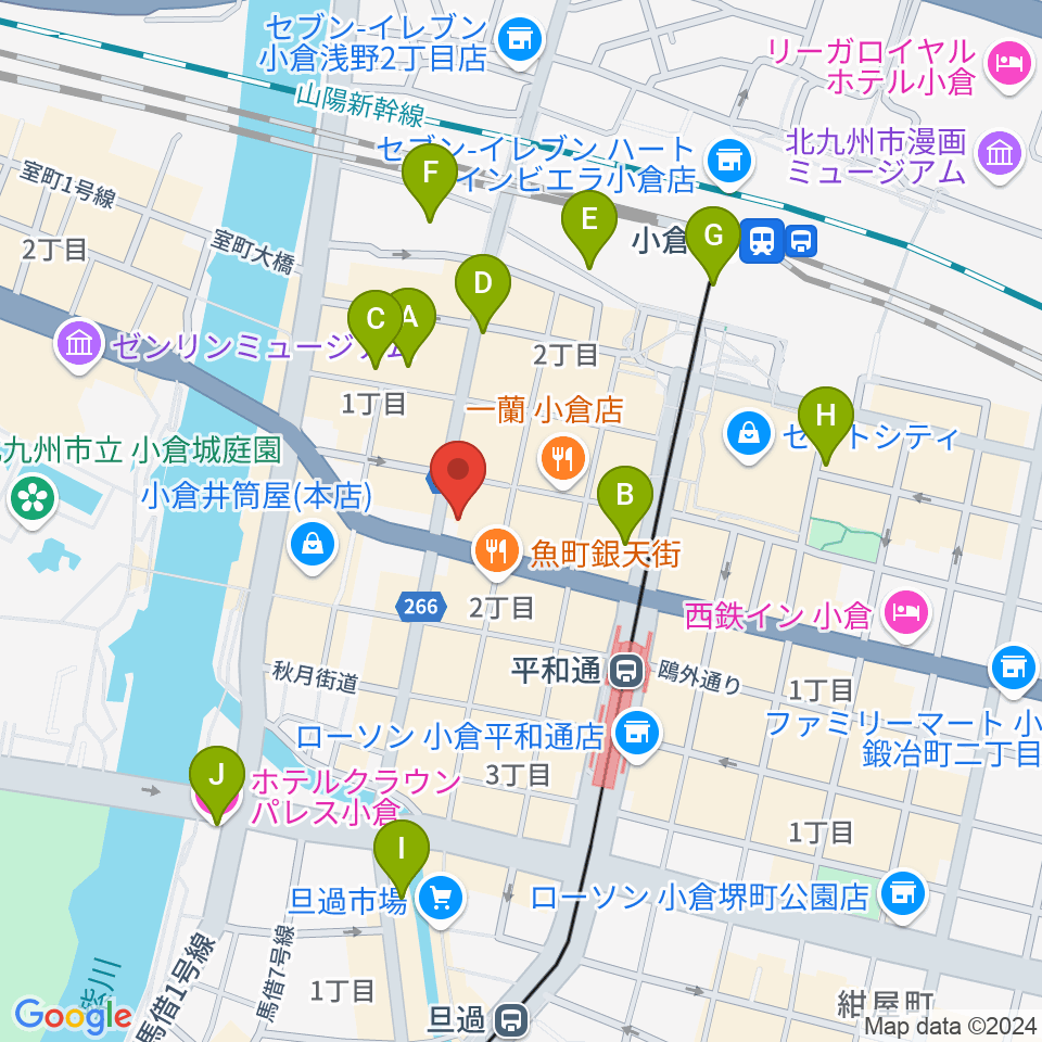 ミュージックストアナガト 小倉センター周辺のホテル一覧地図