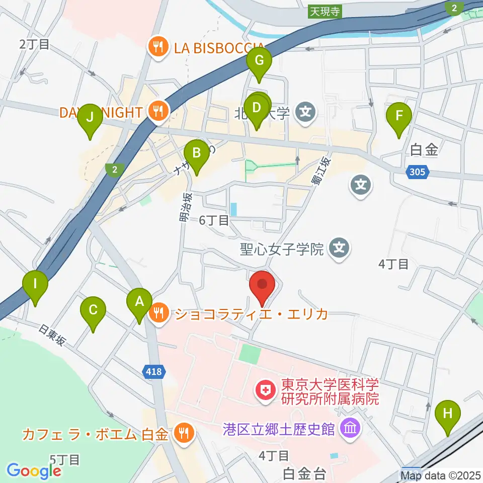 白金ドレミピアノ教室周辺のホテル一覧地図