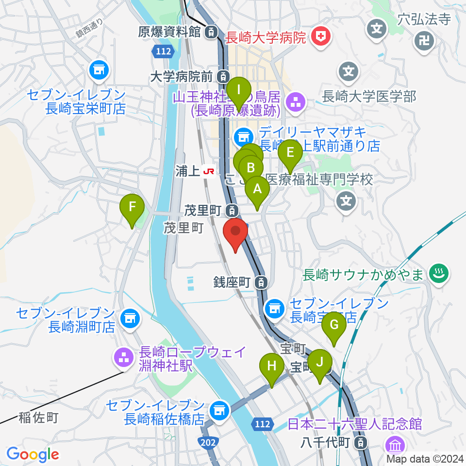 長崎ココウォークセンター ヤマハミュージック周辺のホテル一覧地図