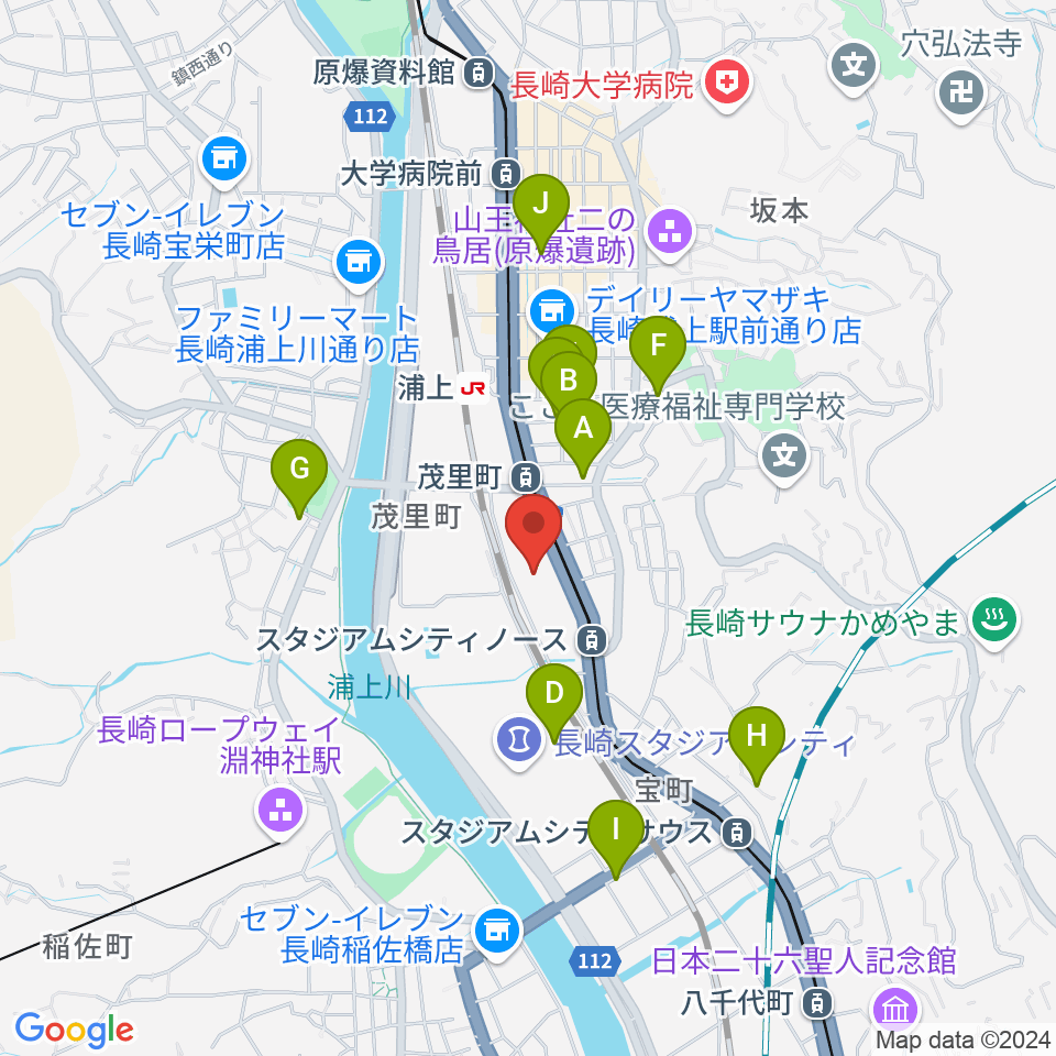 長崎ココウォークセンター ヤマハミュージック周辺のホテル一覧地図