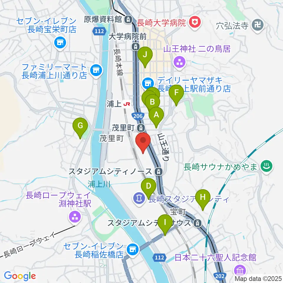 長崎ココウォークセンター ヤマハミュージック周辺のホテル一覧地図