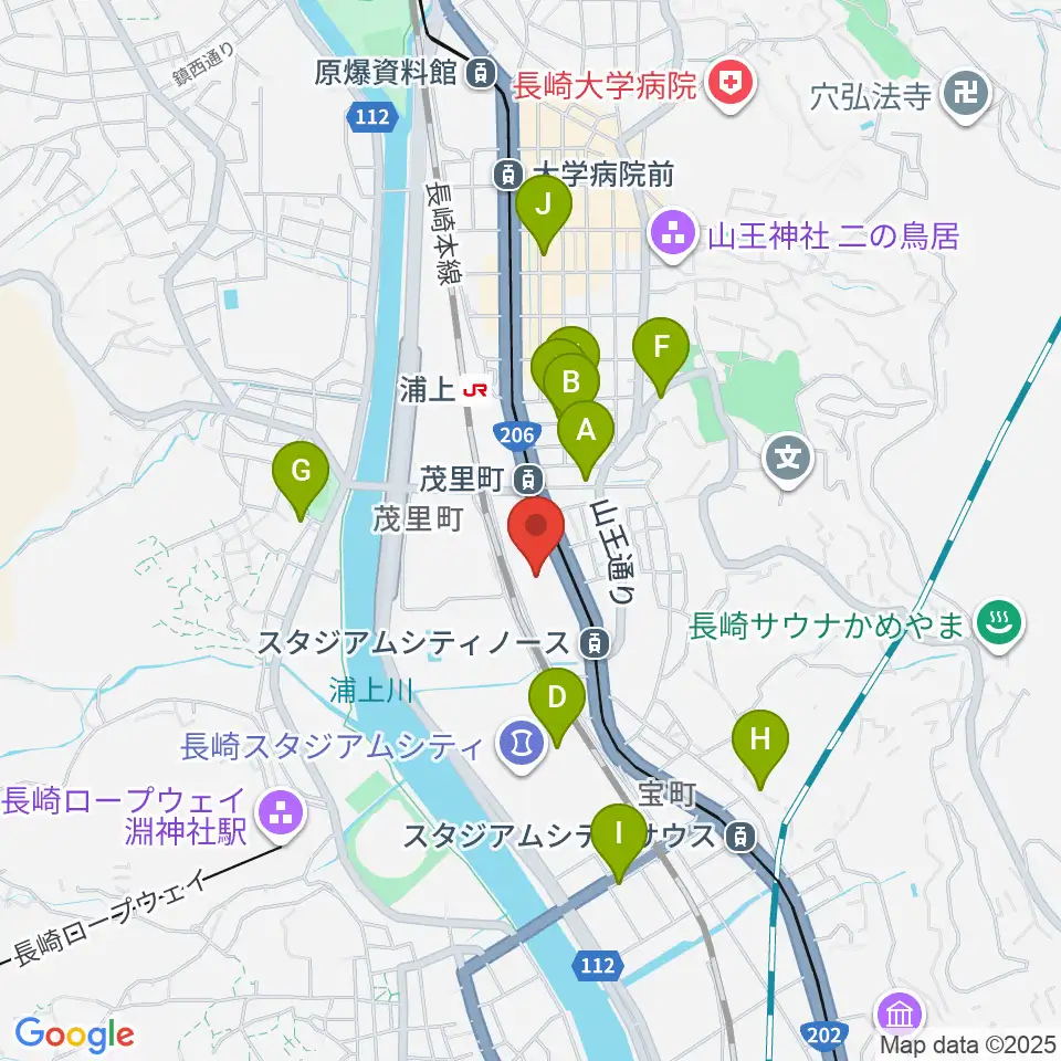 長崎ココウォークセンター ヤマハミュージック周辺のホテル一覧地図