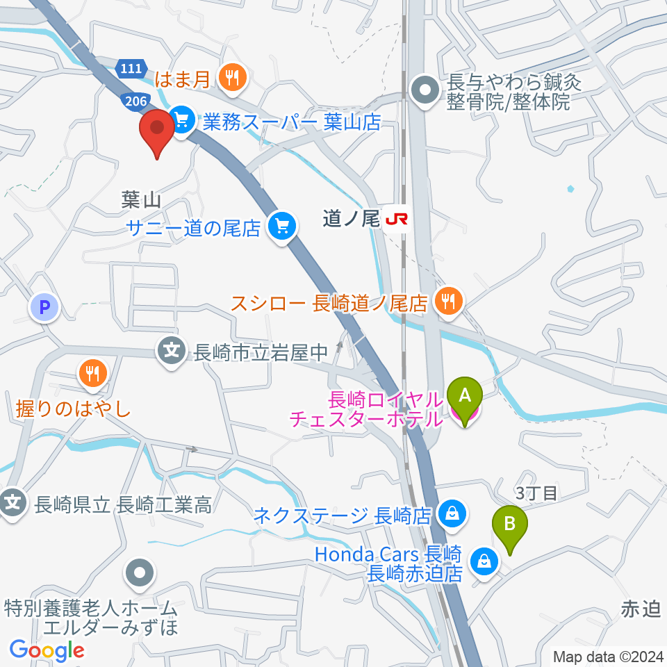 長崎北センター ヤマハミュージック周辺のホテル一覧地図