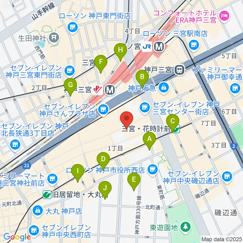 島村楽器 三宮オーパ店周辺のホテル一覧地図