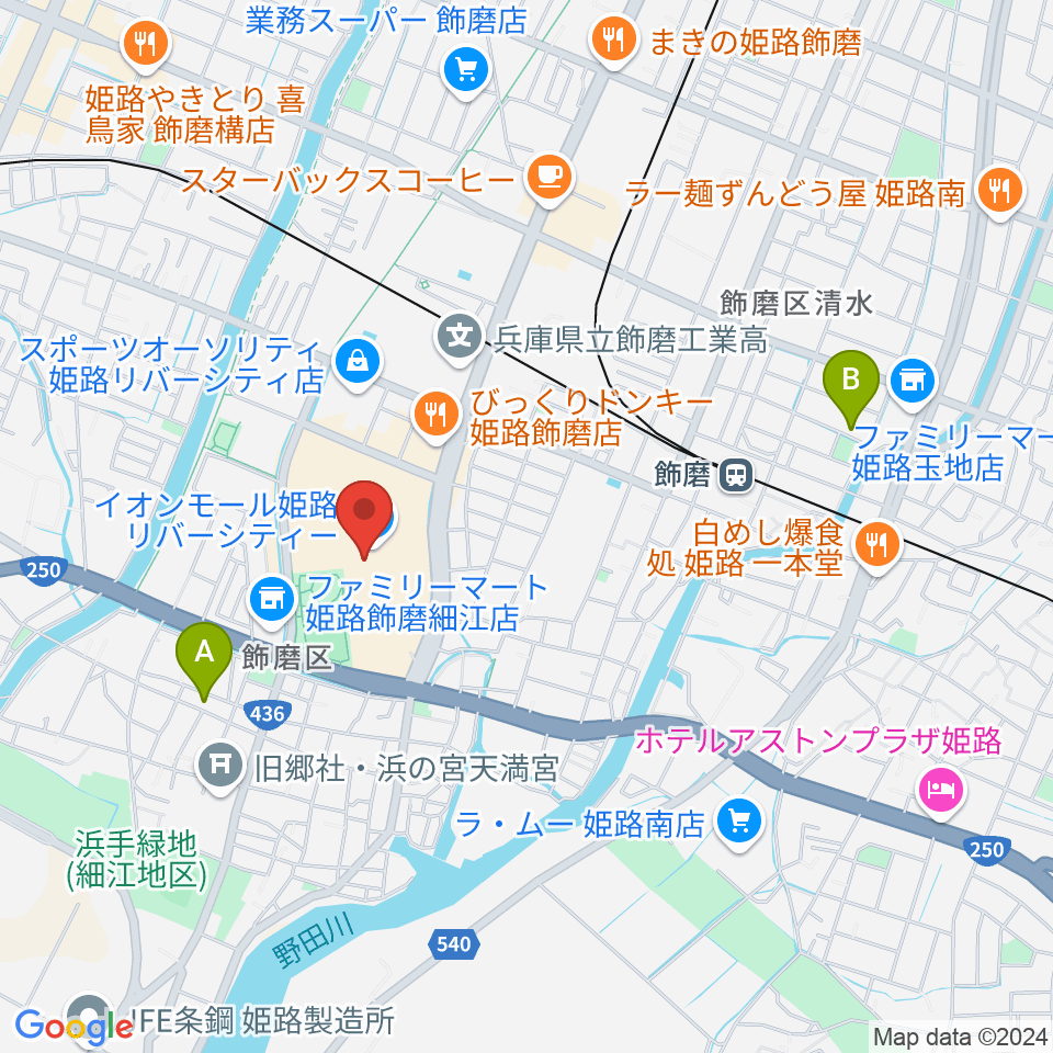 島村楽器 イオンモール姫路リバーシティー店周辺のホテル一覧地図