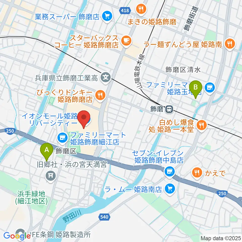 島村楽器 イオンモール姫路リバーシティー店周辺のホテル一覧地図