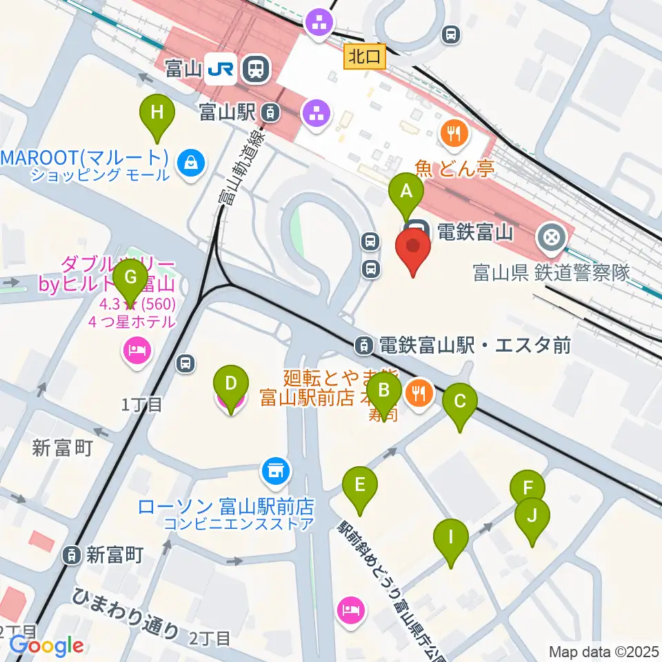 富山県民小劇場オルビス周辺のホテル一覧地図