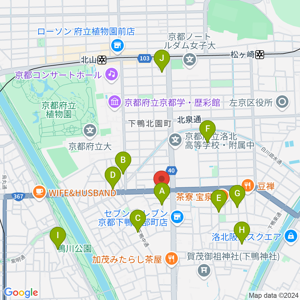 月光堂楽器店 音楽教室周辺のホテル一覧地図