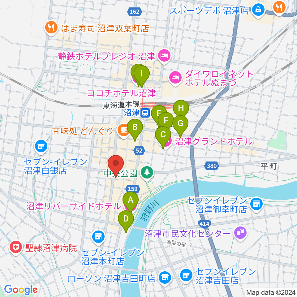 タンザワ楽器 沼津センター周辺のホテル一覧地図