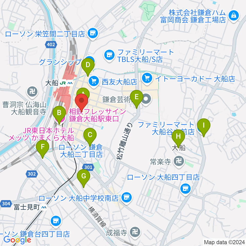 大船ハニービー周辺のホテル一覧地図